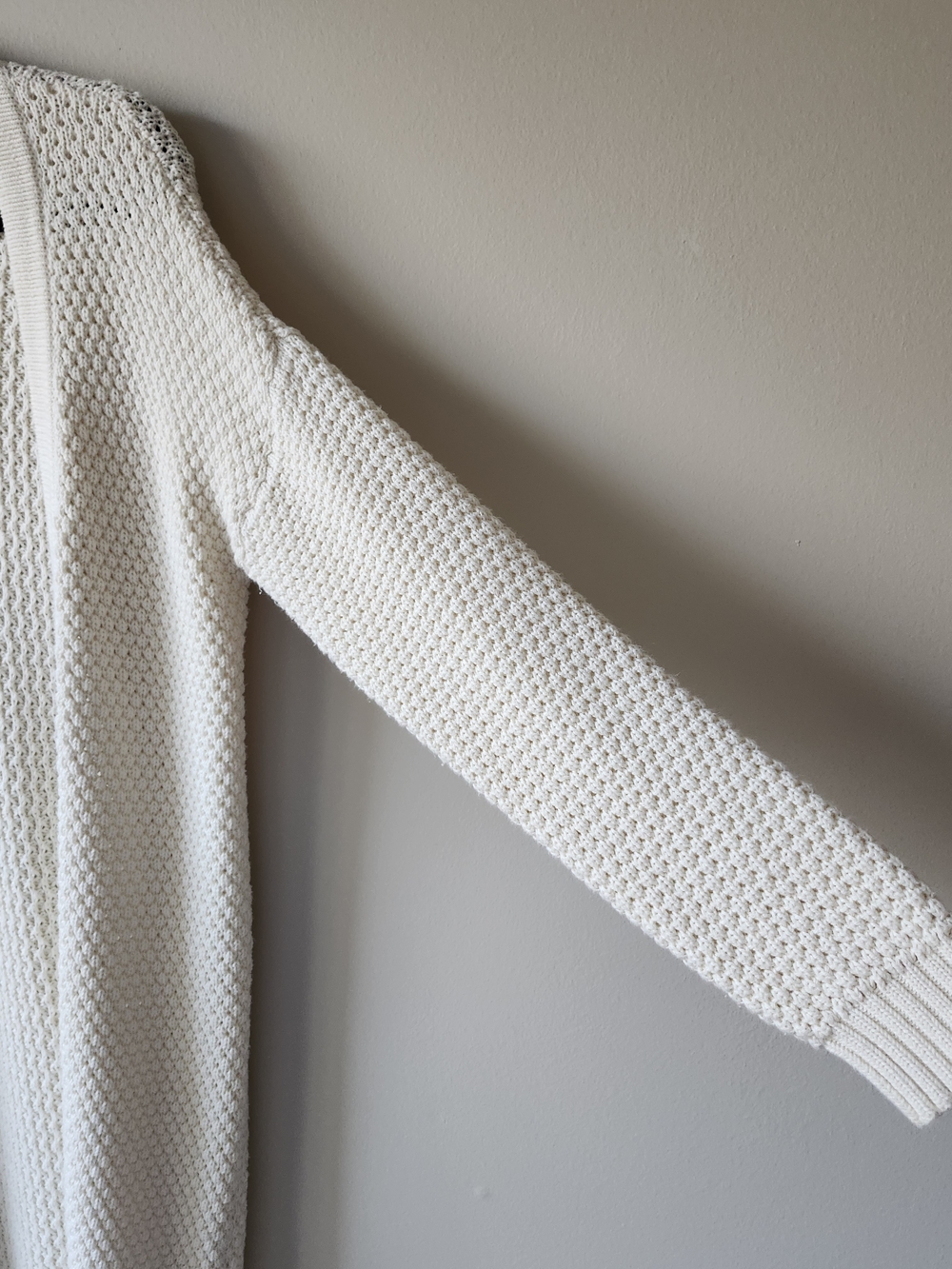 Cream Long Open-Front Knit Cardigan - Picture 4 of 8